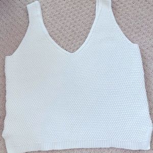 White Marine Layer Knit Tank (Crop)